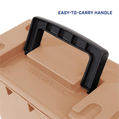 Sheffield 12627 Ammo Storage Box, Stackable .30 Cal Field Boxes, Water and Dust Resistant, Lockable Storage Box with Handle, Secures Hunting Gear, Supplies, and Bullets, Made in USA, Tan, 1-Pack