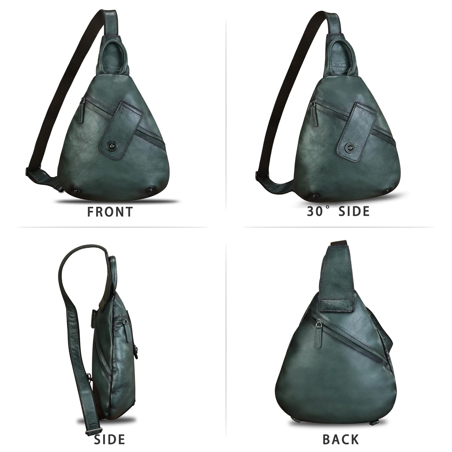 IVTG Genuine Leather Sling Bag for Men and Women Classical Real Leather Sling Backpack Purse Crossbody Bag for iPad Pro 11 inch (Darkgrey)
