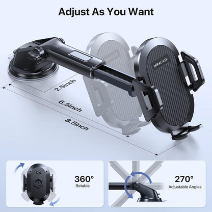 [Military-Grade Reliable Suction] Miracase Car Phone Holder, Universal Mobile Phone Holder for car, car Phone Mount for Dashboard Windshield Vent Compatible with All Smartphones