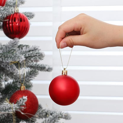 Joiedomi 24 Pcs Red Christmas Balls Ornaments Set, 2.36" Christmas Tree Ornaments Shatterproof, Xmas Balls Hanging Decorations for Tree Wreath Garland Holiday Wedding Indoor Party Decor