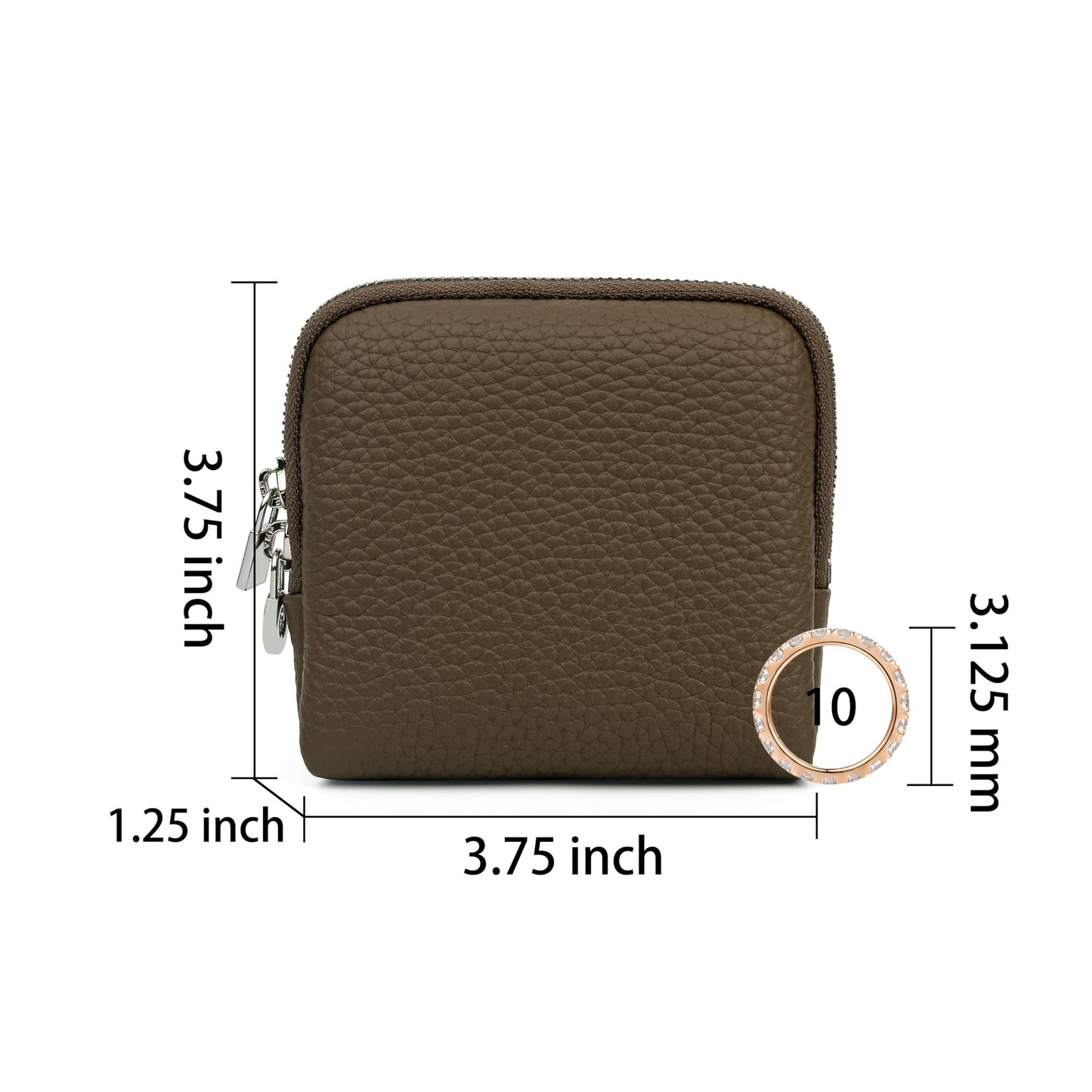 DORIS&JACKY Genuine Leather Small Travel Jewelry Case, Portable Jewelry Organizer Storage Bag Jewelry Pouch Bags with Zipper for Bracelet, Necklace, Rings (3-Dark Grey)