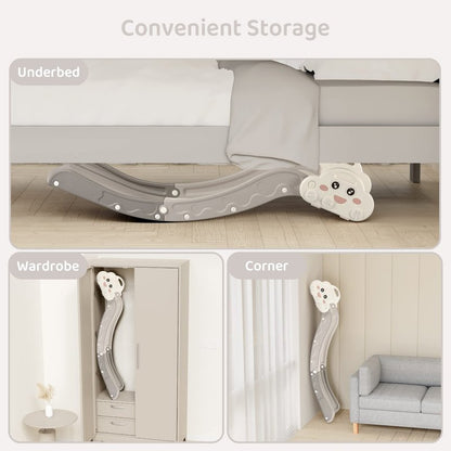 Indoor Kids Baby Couch Slide for Toddler 1-3, Sofa Slide Add-on Attachment for Bed Nugget Playgrounds, with Secure Base Guardrail, Gentle Slope Extended Buffer Zone, Fun Cute Cloud Design, White
