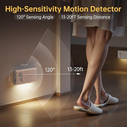 Motion Sensor Stair Night Lights Indoor, Rechargeable Closet Light with Adjustable Brightness and Direction, 3 Pack Wireless LED Light for Basement, Hallway, Bedroom, and Under Cabinet Lighting