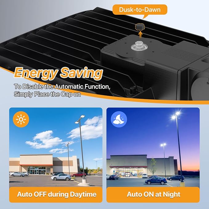 200W Led Parking Lot Lights with Dusk to Dawn Photocell 120V Slip Fitter Pole Mount Lights 5000K Outdoor IP65 Waterproof Commercial Street Area Lighting for Parking Lot, Barn, Church 3Pack