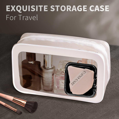 6 Pcs Triangle Powder Puff with 2 Travel Cases, Setting Powder Puffs for Face, Velour Makeup Puff for Loose Powder Body Powder, Blender Sponge Foundation Blending Sponges Beauty Tools