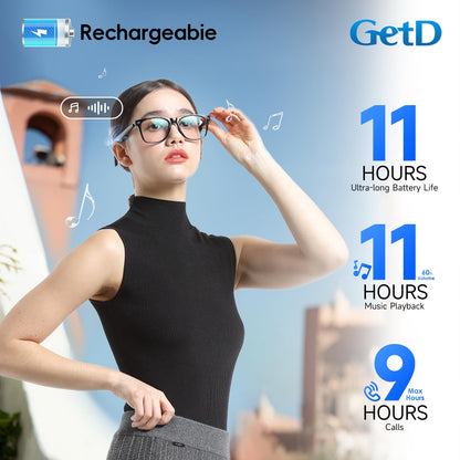 GetD AI Glasses for Men & Women, Smart Glasses Powered by ChatGPT, AI Real-time Translation with 145 Languages, 11H Music Play, Bluetooth Glasses with Photochromic Lens for Daily Use, Travel