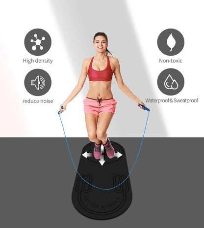 Knsbk Non-Slip Jump Rope Mat Shock Absorption Rope Skipping Mat for Adults & Children Home Indoor Workout Exercise Mat (Black)