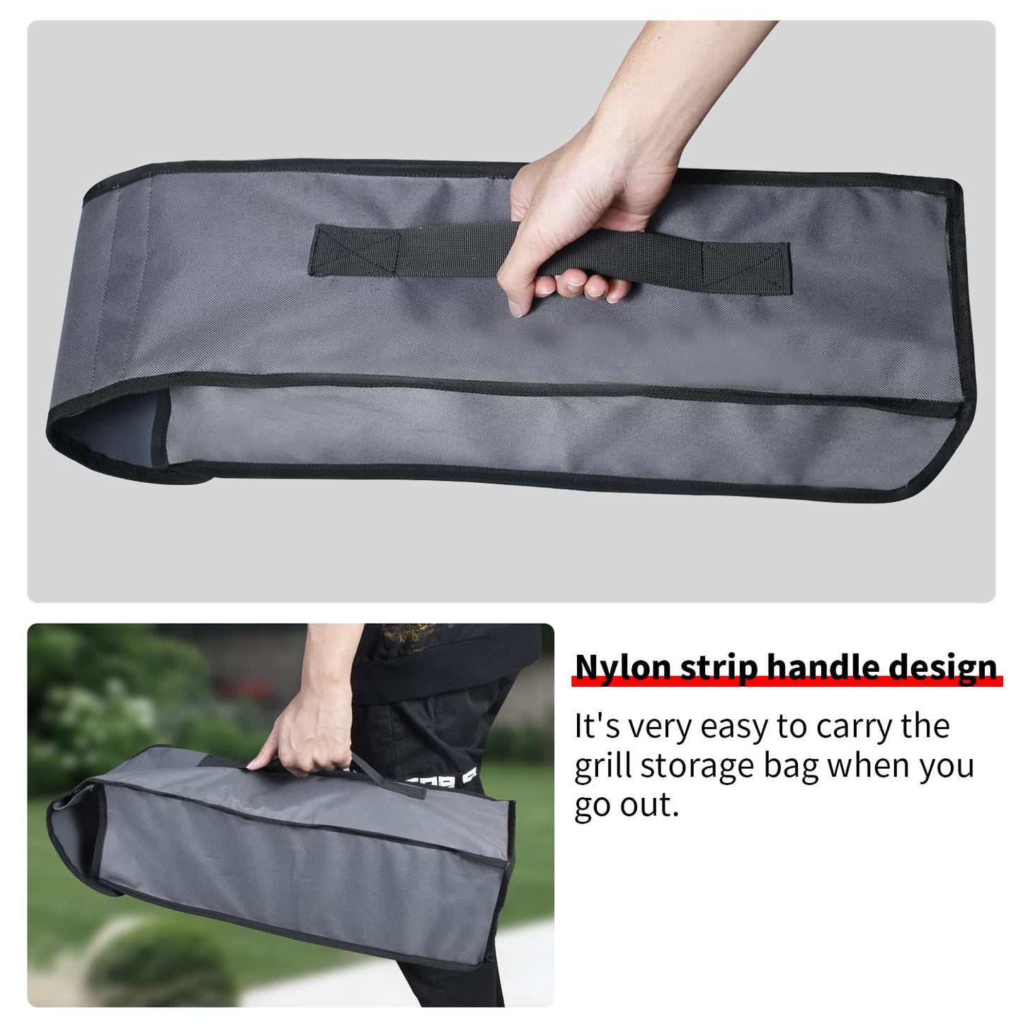 YUJHON Grill Utensil Accessory Storage Bag Grey Waterproof BBQ Tool Storage Bags Grill Tools Foldable Barbecue Appliance Bracket Bag for Camping Hiking Barbecue（2 Pack）