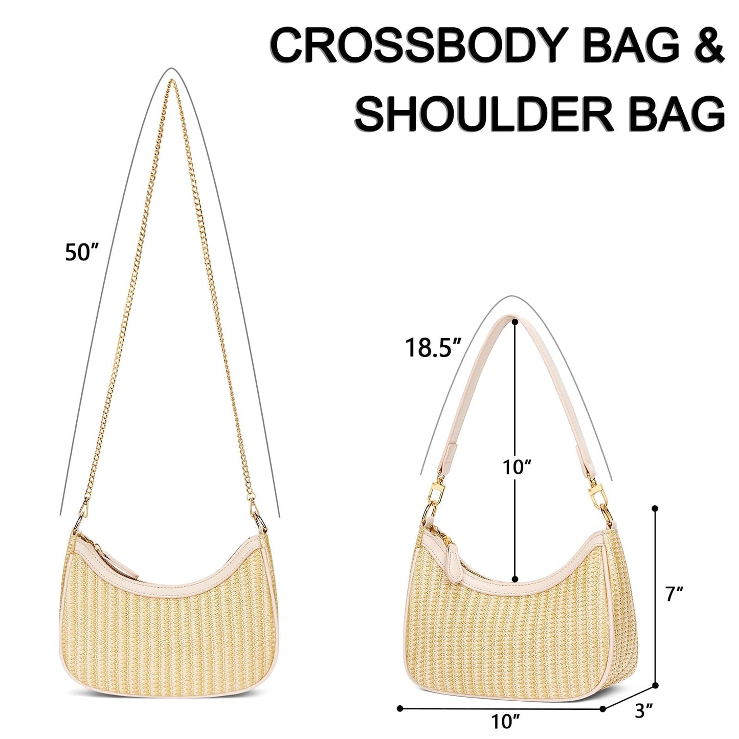 KKXIU Summer Straw Beach Woven Shoulder Bag Vacation Clutch Purses for Women Hobo Tote Handbags (Beige1)