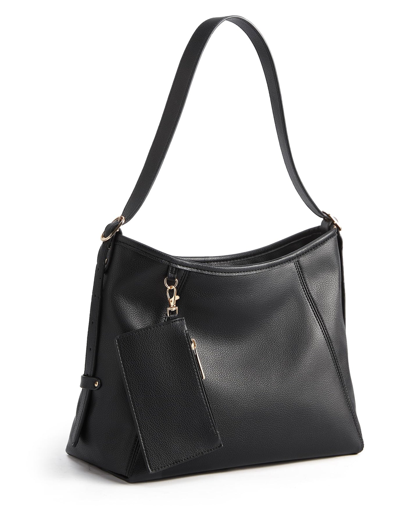 Missnine Hobo Bag for Women PU Leather Purses with Small Pouch, Multi-pocket Crossbody Handbags with Zipper, Everyday & Travel Ladies Chic Shoulder Bags Comfortable Adjustable Strap Tote Purse,Black