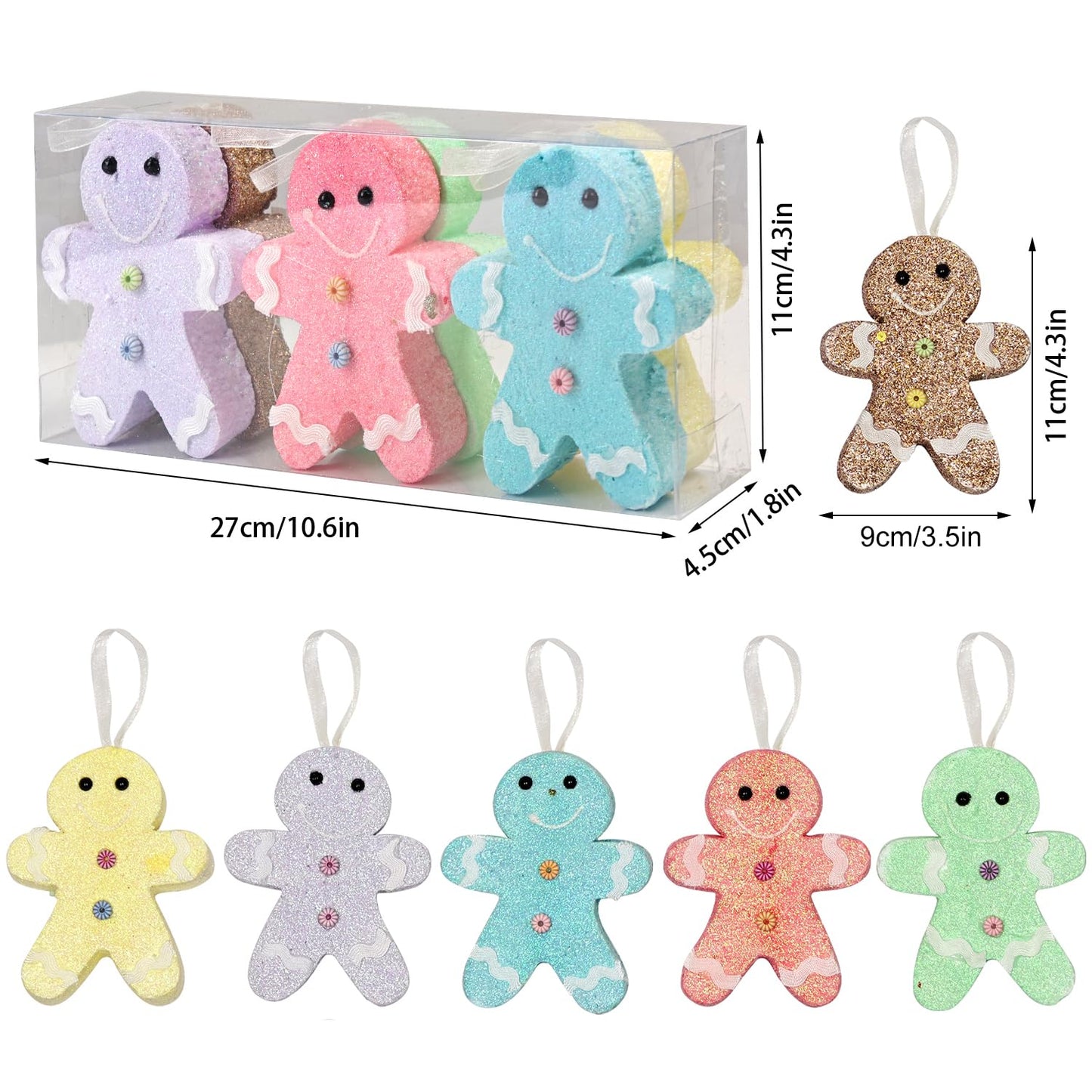 LANGXUN 6pcs Gingerbread Man Candy Land 2025 Xmas Party Suppiles Decoration, Hanging Candy Cane Christmas Tree Décor, Christmas Decorative Hanging Ornaments Crafts