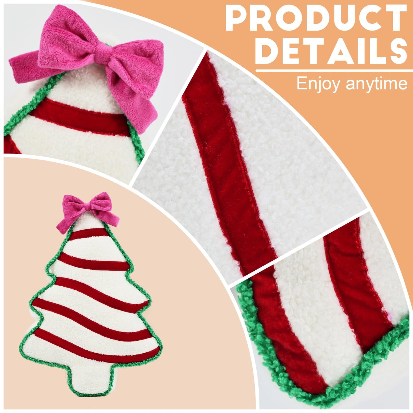 VigorSpring Christmas Tree Shaped Pillows- Plush Stuffed Christmas Tree Throw Pillows for Home Couch Sofa Bed Decorative, Cute Xmas 3D Shaped Decor, 14x18 Inch