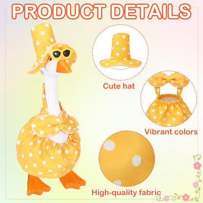 FuWeave 8 Set Holiday Porch Goose Outfits 250th Anniversary Summer 4th of July Fall Halloween Christmas Valentine St. Patrick Easter Lawn Porch Goose Clothing for Patio Yard Lawn Decor(Style1,7 Inch)