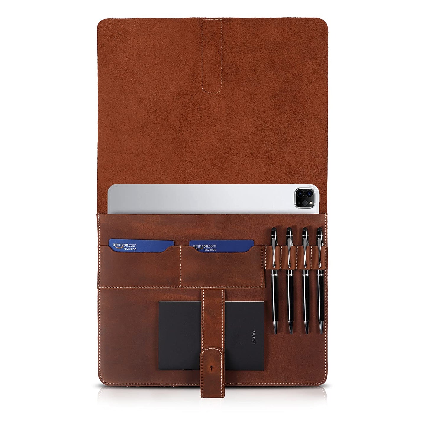 Londo Genuine Leather Tablet Cover for 11-Inch iPad Air, iPad Pro 11, iPad – Case with Two Card Slots & Leather Pen/Apple Pencil Holders