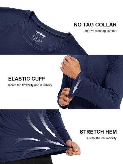 MAGCOMSEN Quick Dry Shirts for Men UPF 50 Long Sleeve Men Athletic T Shirt UV Protection Shirts UV Shirts for Men Guard Shirt for Men Navy