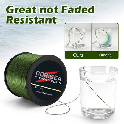 Dorisea Extreme Braid 100% Pe Black Braided Fishing Line 109Yards-2187Yards 6-550Lb Test Fishing Wire Fishing String Incredible Superline Zero Stretch (2000m/2187Yards 90lb/0.50mm)