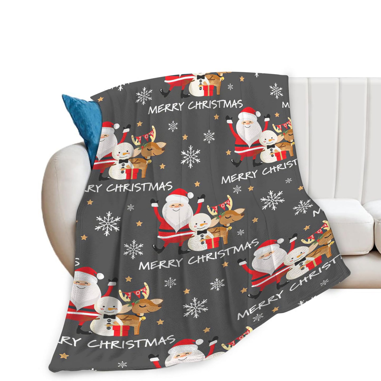 Snowman Santa Claus Throw Blanket for Girls Boys Women Men Kids Adults Soft Flannel Fleece Blanket for Couch Sofa Bed Home Decor 40"x50"