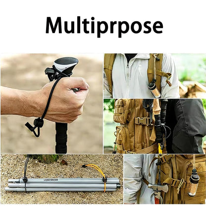 10pcs Backpack Hiking Poles Holder, Adjustable Elastic Rope Lanyard, Walking Stick Fixing Buckle, Outdoor Quiver Straps (Black)