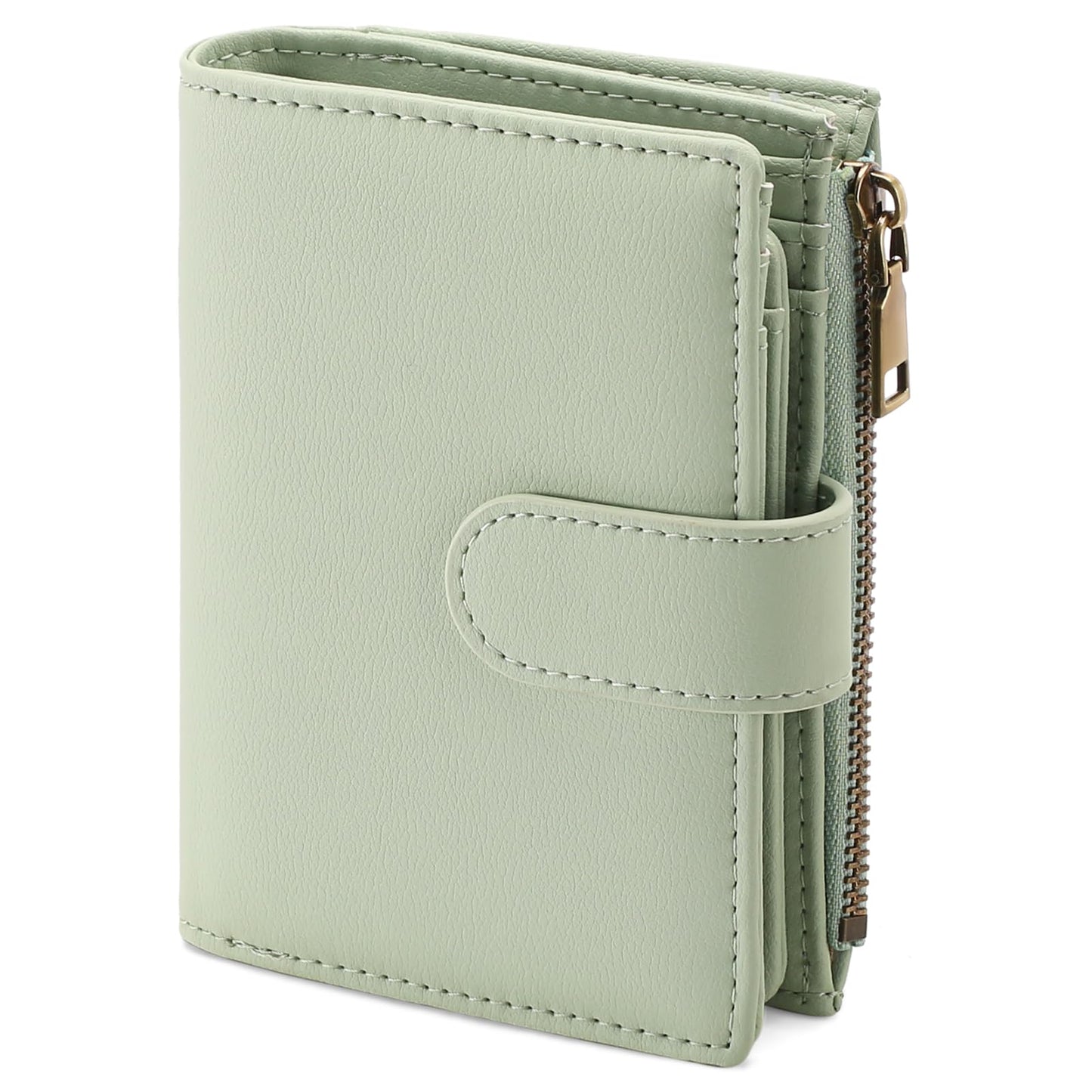 GAEKEAO Small Wallet Women Vegan Leather RFID Blocking Bifold Ladies Compact Card Holder with Zipper Pocket & ID Window