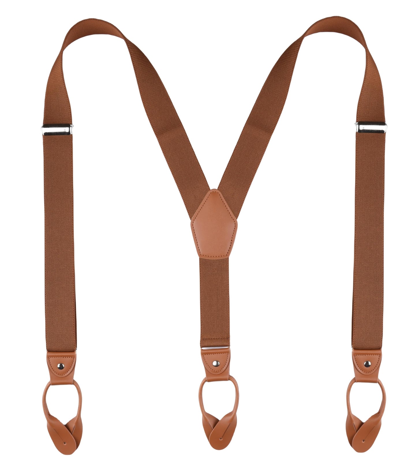 Mcvotcot Suspenders for Men Button End Adjustable Y-Back Elastic 47 Inches Brown
