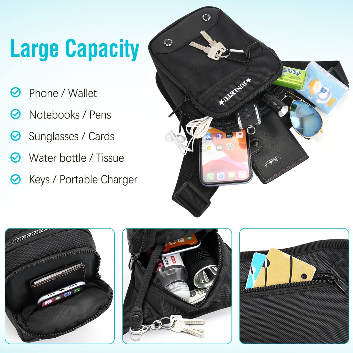 HUANLANG Drop Leg Bag for Men Women - Motorcycle Thigh Bag with Removable Leg Harness for Outdoor Activities