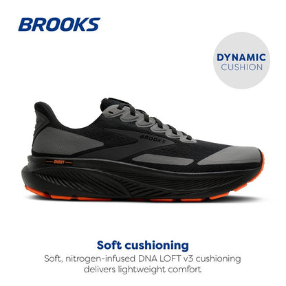 Brooks Men’s Ghost 17 Neutral Running Shoe - Black/Orange - 9 Medium