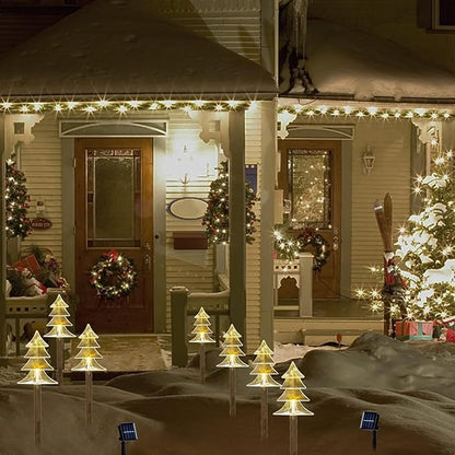 Christmas Solar Pathway Lights, Solar Tree Lights with Stake Landscape Lights Outdoor Waterproof Christmas Decorative Lights for Garden Yard Lawn Patio Walkway, 5 Pack