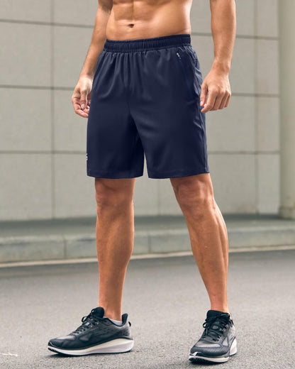 G Gradual Men's Athletic Running Shorts with Zipper Pockets Quick Dry 7"/ 5"/ 9" Workout Gym Shorts for Basketball Hiking(Navy,7XL)