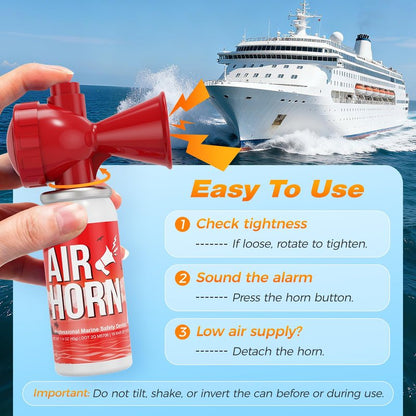 Nicehill 2 Pack Air Horn, 122dB Loud Safety Air Horns for Boating Emergency & Sporting Events, Handheld Marine Horn with Easy Button Operation for Warning Signals & Alerts, 1.4oz