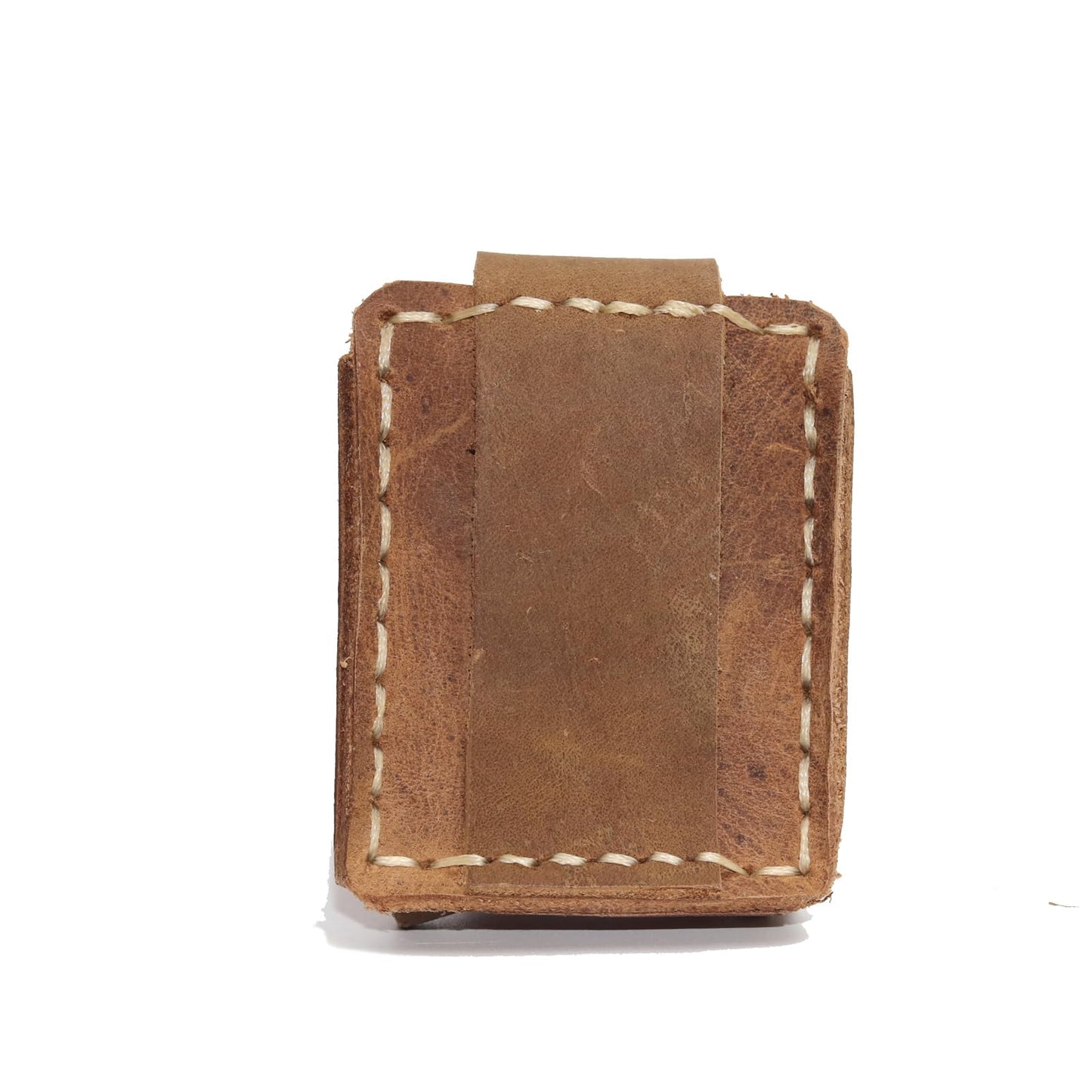 Yantahms Handmade Vintage Genuine Leather Lighter CaseHand-Stitched Lghter Shell Cover Lighter Holder Belt Case (Light Brown)