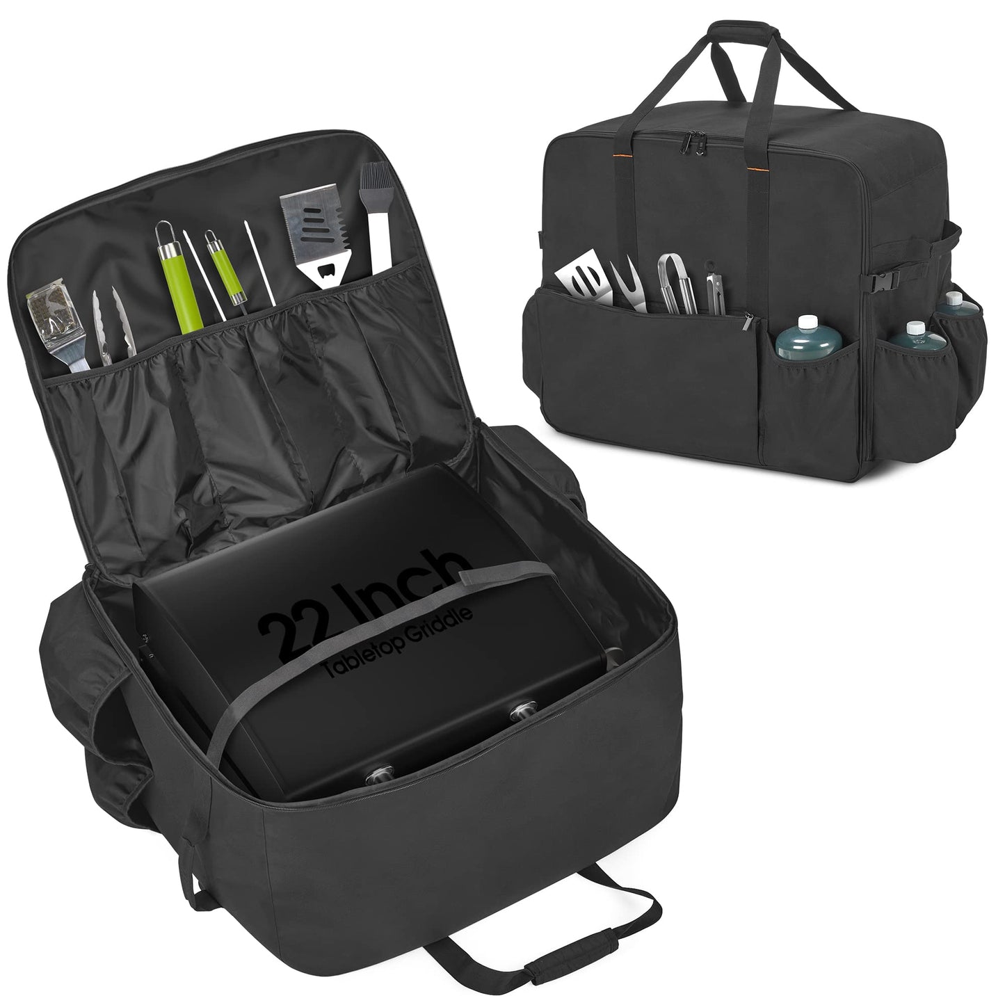 samdew Carry Bag for 22 Inch Tabletop Griddle with Hood, Outdoor Grill Cover Compatible with Blackstone 22 Inch Tabletop Griddle with Hood, Portable Camping Grill Storage Case with Pockets, Bag Only