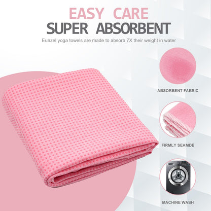 Eunzel Hot Yoga Towel - Microfiber Non Slip Yoga Mat Towel with Grip Dot Sweat Absorbent Towel for Hot Yoga, Pilates and Fitness 72" x 24", Dark Cyan/Orange