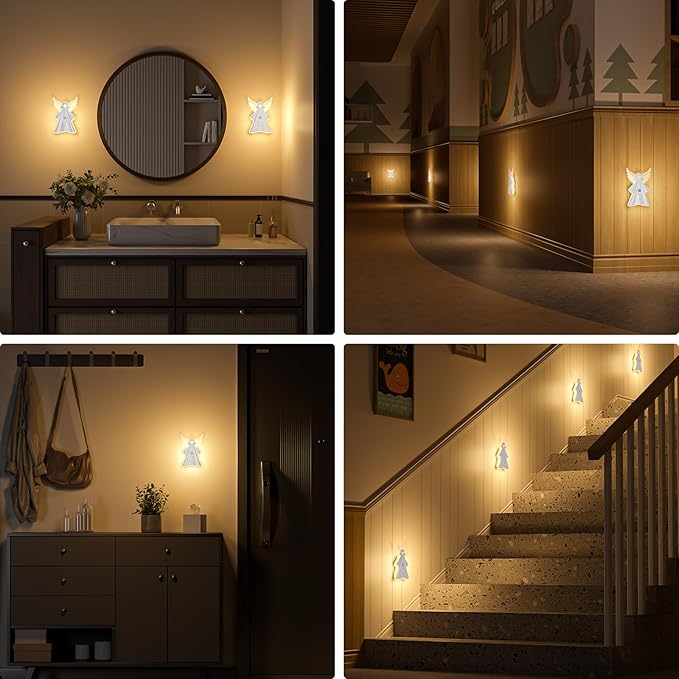 WOBANE 2PCS Night Lights Motion Sensor,Rechargeable LED Light with Remote,18 Colors Dimmable RGB Night Lamp,Battery Operated Touch LED Lighting for Kids,Stairs,Bedroom,Hallway,Gifts