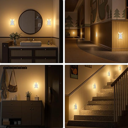 WOBANE 2PCS Night Lights Motion Sensor,Rechargeable LED Light with Remote,18 Colors Dimmable RGB Night Lamp,Battery Operated Touch LED Lighting for Kids,Stairs,Bedroom,Hallway,Gifts