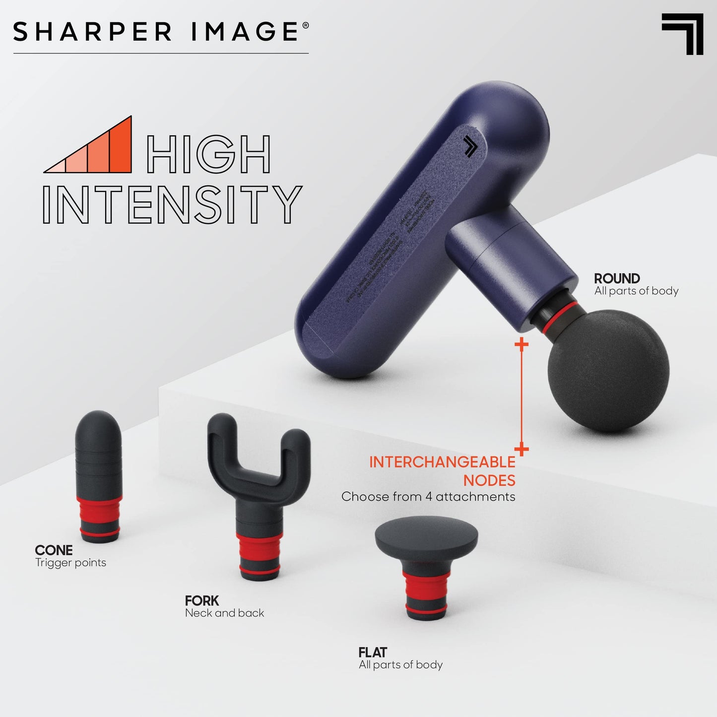 Sharper Image Percussion Massage Gun, Powerboost Move, Lightweight & Portable, 4 Attachments, 4 Speeds, Full Body Back & Shoulder Massager for Deep Tissue Muscle Recovery, Pain Relief & Soreness