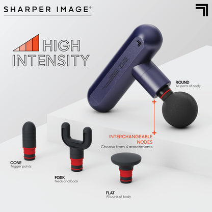 Sharper Image Percussion Massage Gun, Powerboost Move, Lightweight & Portable, 4 Attachments, 4 Speeds, Full Body Back & Shoulder Massager for Deep Tissue Muscle Recovery, Pain Relief & Soreness