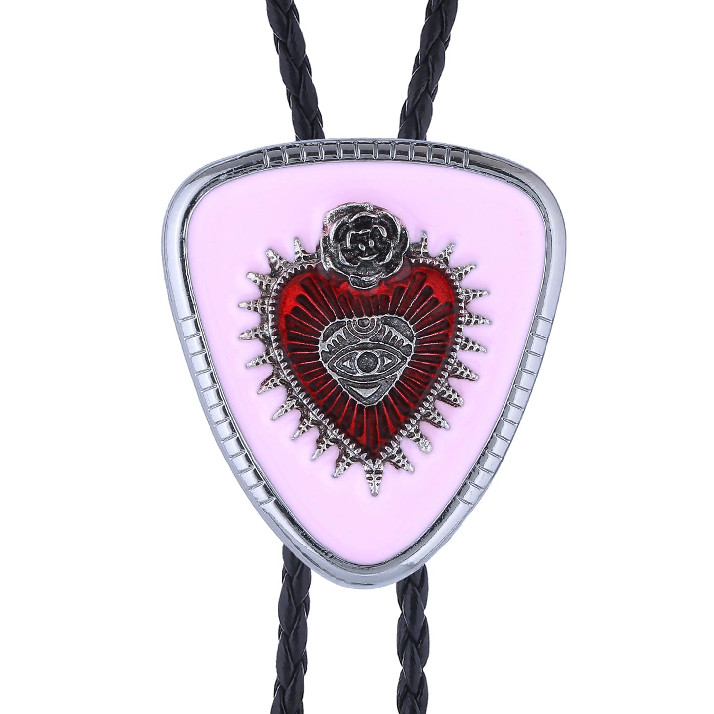 GelConnie Pink Bolo Tie for Women Native American Heart Goth Bolo Tie for Men Cowgirl Necklace Western Bolos Necktie