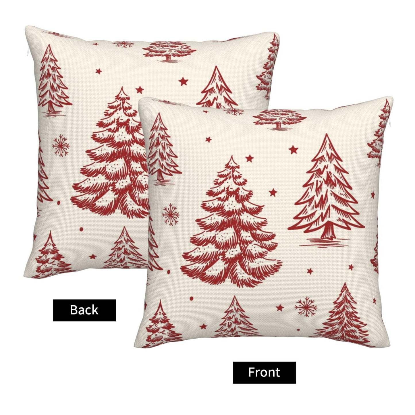 ALNMVVON Christmas Tree Pillow Covers Xmas Red and Cream Pine Tree Decorative Throw Pillows Covers 18x18 Inch Set of 2 Winter Xmas Holiday Pillowcase Farmhouse Cushion Cover for Couch Sofa Bedroom