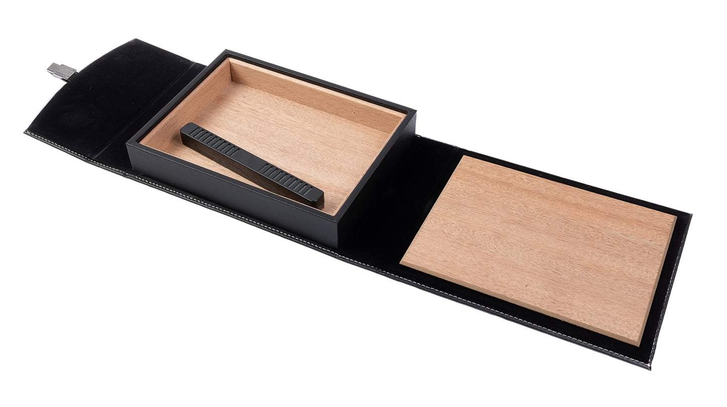 Prestige Import Group - The Florence Leather Travel Cigar Humidor Case - Up to 10 Cigars - Color: Black