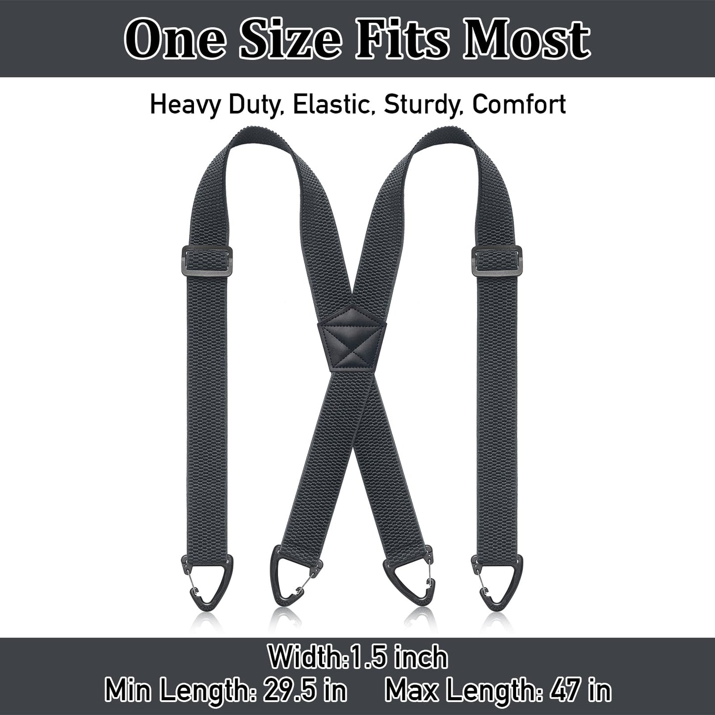 SUNEZLGO Suspenders for Men Heavy Duty, X Back Hidden Suspender 1.5" Under Clothing, Adjustable Work Suspenders for Men Women