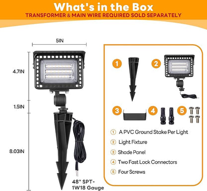 Gardenreet LED Wall Wash Lights - Low Voltage Landscape Flood Light, Brightness & Warm White Cool White Adjustable, 12V Outdoor Waterproof Aluminum Lighting for Sign Wall Garden 12 Pack