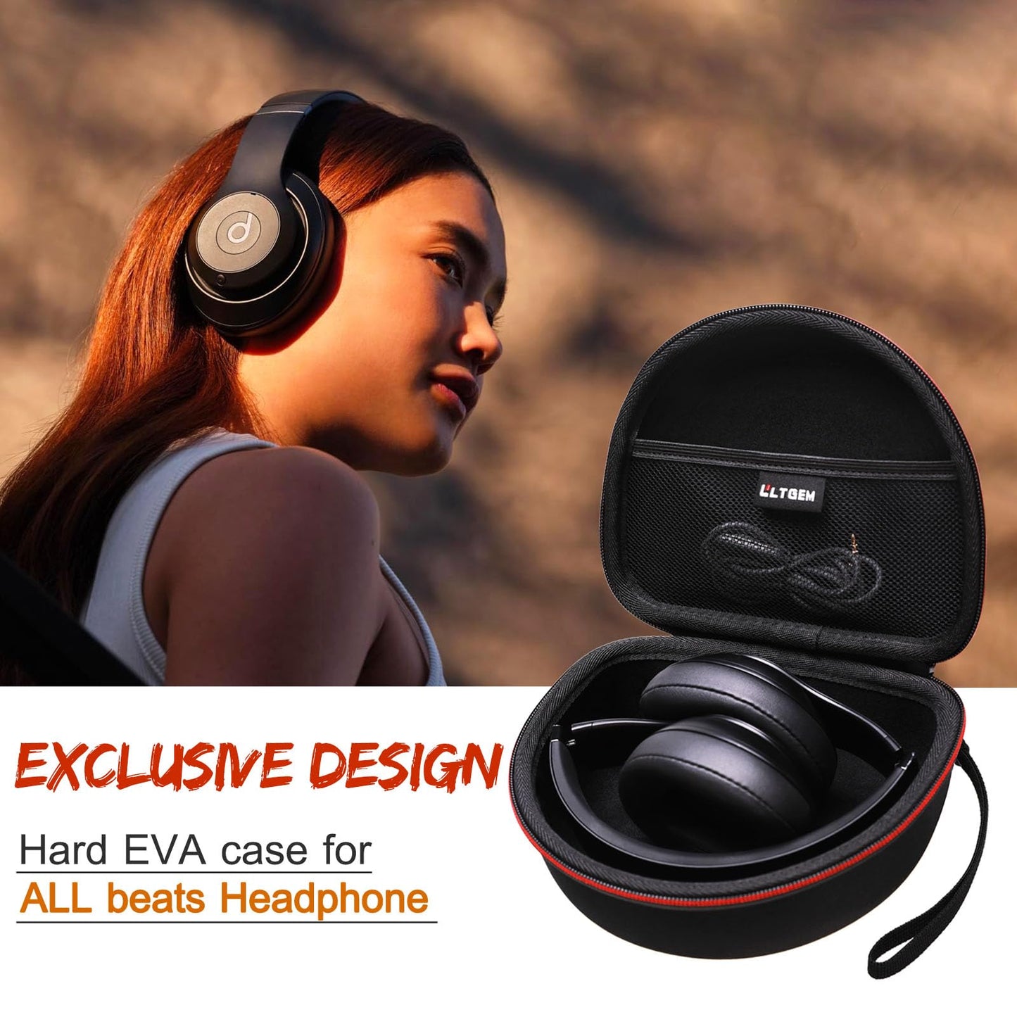 Headphone Case Compatible with Beats Studio Pro/Solo 4 / Studio 3 / Solo 3 / Picun B8 / BERIBES/JLab JBuds Lux ANC Wireless Bluetooth Noise Cancelling Headphones, Light Gray(Case Only)