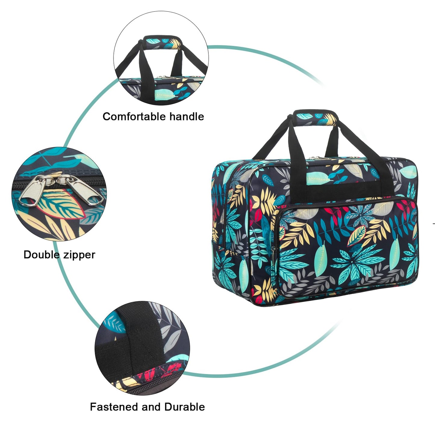 Haroranax Sewing Machine Carrying Case，Sewing Machine Carrying Case Tote Bag，Universal Tote Storage Bag with Pockets and Handles, Suitable for Most Standard Singer, Janome (Blue)