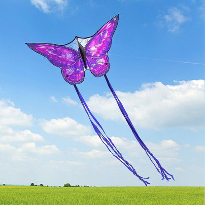 Mint's Colorful Life Butterfly Kite for Kids & Adults, Easy to Fly Kite for Beach, Large Single Line Kite with Long Tail &300ft Kite String (Purple)