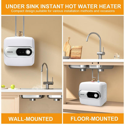 KENUOS 4 Gallon Water Heater Under Sink Instant Hot Water Heaters 1500W 110V 120V Mini Tank Water Heater with T&P Vavle 1/2" NPT for Kitchen,Bathroom,Camper,RV,Grey
