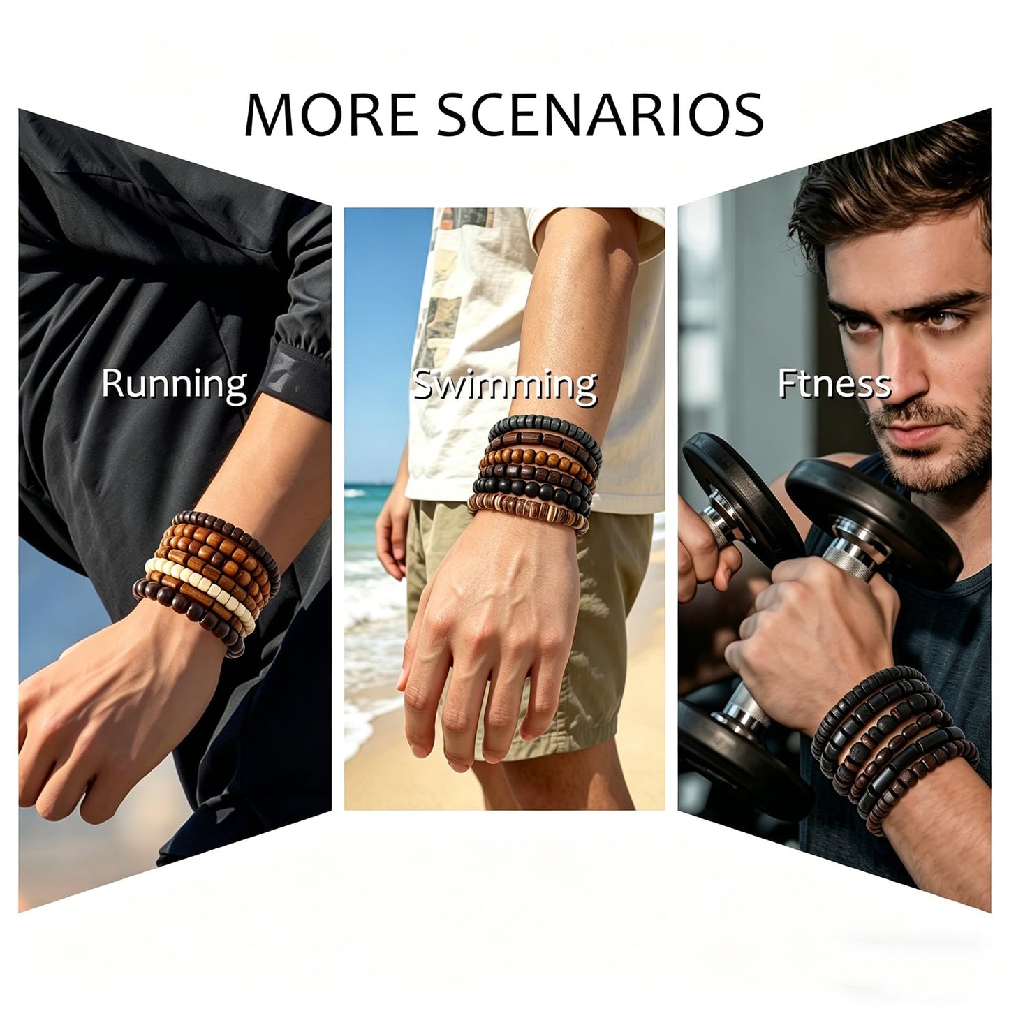 JAVMOO 45 Pcs Wooden Bead Bracelets for Men Women, Boho Multiple Sets Leather Wrap, Hemp Cords, Stack Wood Beads, Ethnic Tribal Cuff Jewelry Wristbands