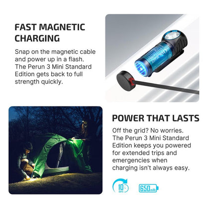 OLIGHT Perun 3 Mini Headlamp 1250 Lumens LED Head Flashlight,Rechargeable Headlight with Red Light Option,Perfect for Working, Hiking, Camping and Climbing (Cool White 5700K~6700K, Black)