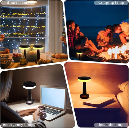 VIHOSE 12 Pcs Black Cordless Table Lamps LED Portable Rechargeable Table Lamp with Touch Sensor 3 Color Dimming up to 15 Hours Battery Desk Light for Restaurant Nursery Living Room