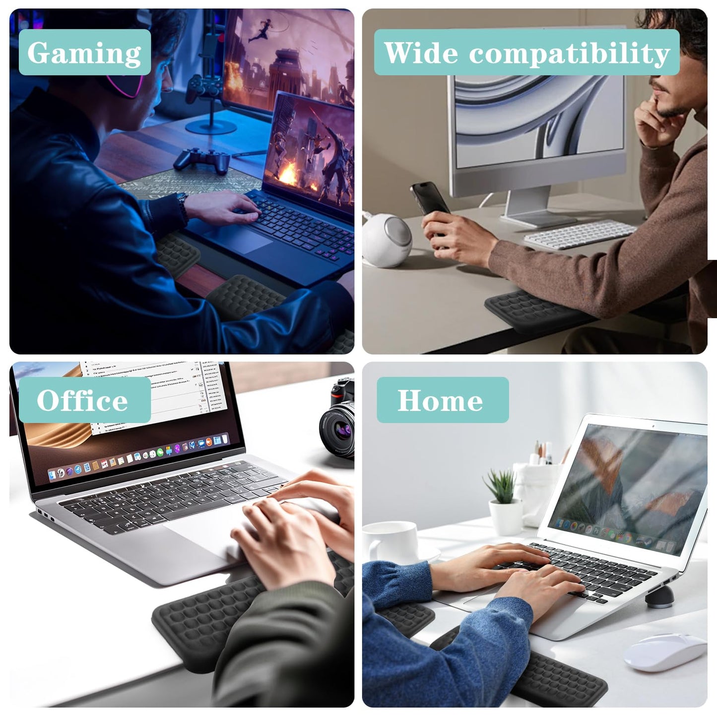 L-Shaped Desk Elbow Pad for Desk, 2-Piece Memory Foam Elbow Pads with Non-Slip, Ergonomic Desk Edge Cushion, Wrist Support Arm Rest for Office and Gaming (11.8 * 3.9 inch)