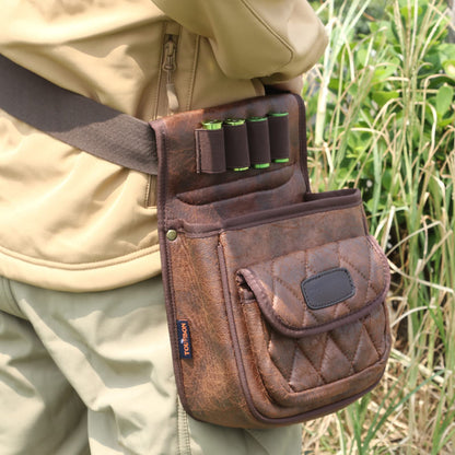 Tourbon Vintage Leather Trap Shooting Bag Ammo Storage Shell Pouch 50+